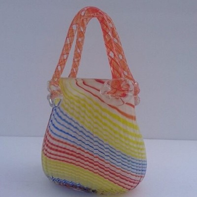 Murano Purse Handbag Basket Vase Style Hand Blown Glass Art Ebay