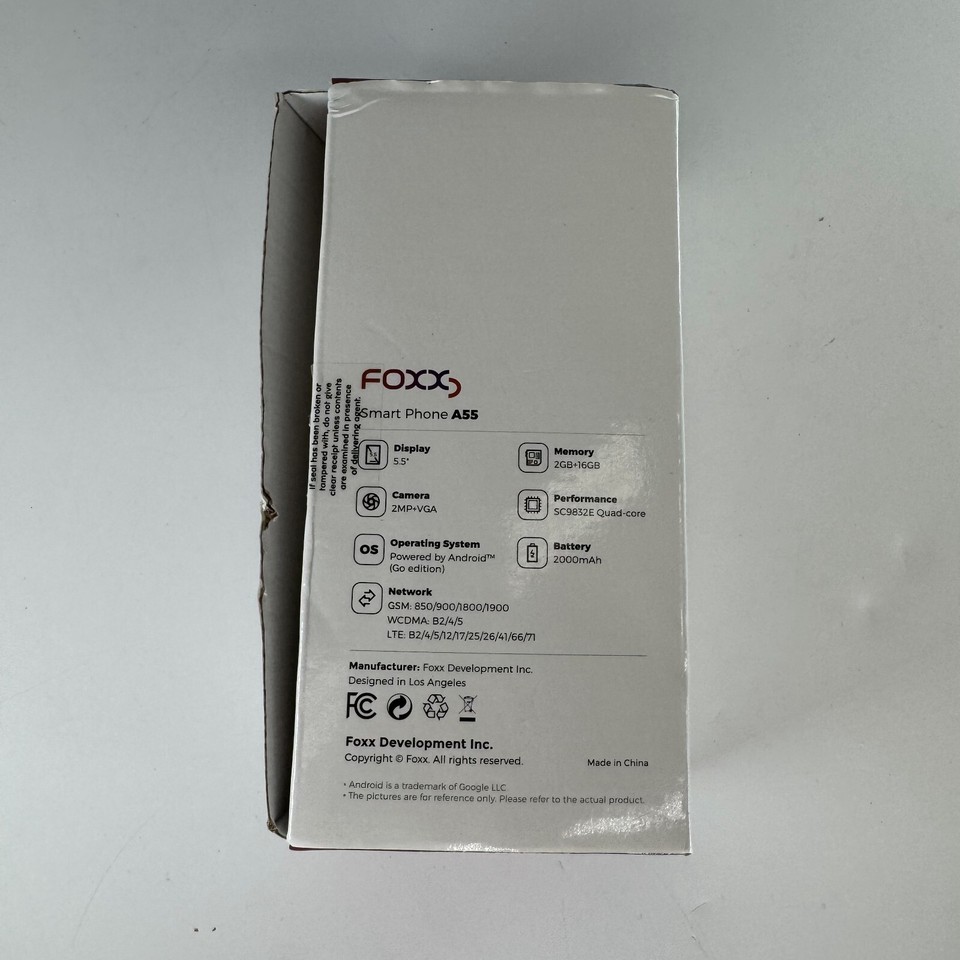 Foxx A55 Android Smartphone Black 2MP+VGA 5.5" Display 2000 mAh | eBay