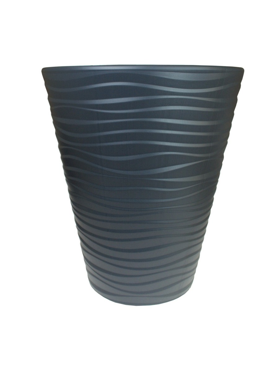 Form Plastic Blumentopf Sahara – Anthrazit Gewellt Mit Einsatz, H 44,5 Cm