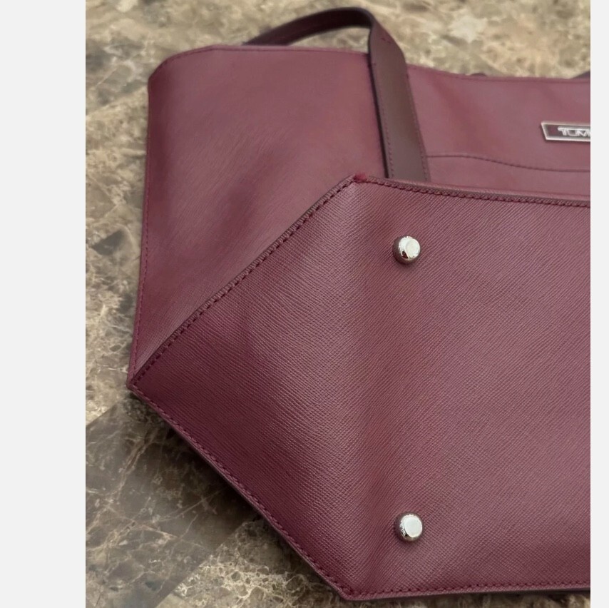 TUMI Voyageur Wine Burgundy Leather Tote Bag Purse Travel Business Work