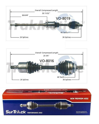 For Volvo S60 V70 FWD Pair of Front CV Axle Shafts SurTrack Set Autom ...