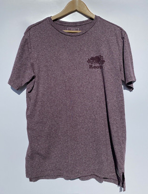 Roots Canada Burgundy Logo Beaver T-Shirt Short Sleeve Logo M