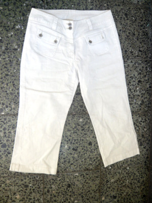 CRAZY WORLY Damen Jeans-Hose Gr.42 grau weiß 97% Baumwolle