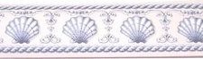 Wallpaper Border Blue + Off White Shell Rope Chair Rail Mini 3" Wall 556930 NEW