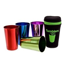 Tumblers To Go Cup Retro Portable Neoprene Anodised Camping Cups - Coloured