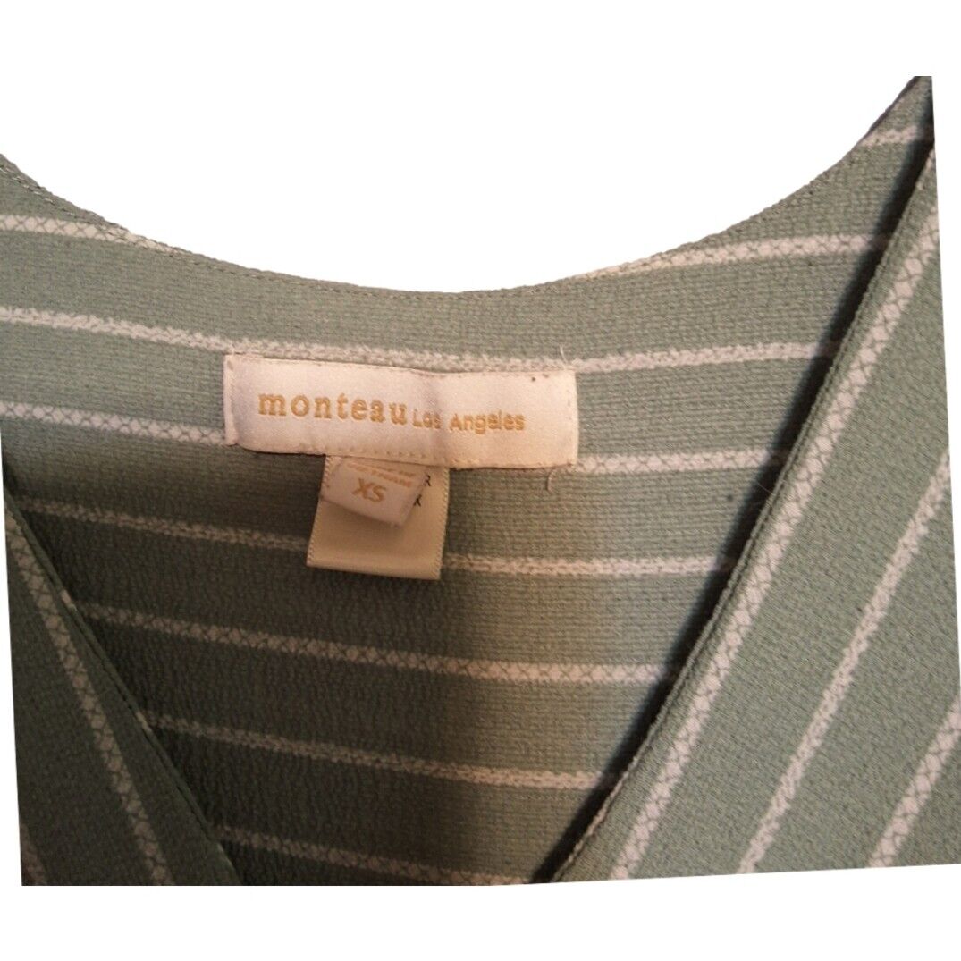Monteau LA Green Striped Dress XS - Versatile & S… - image 4