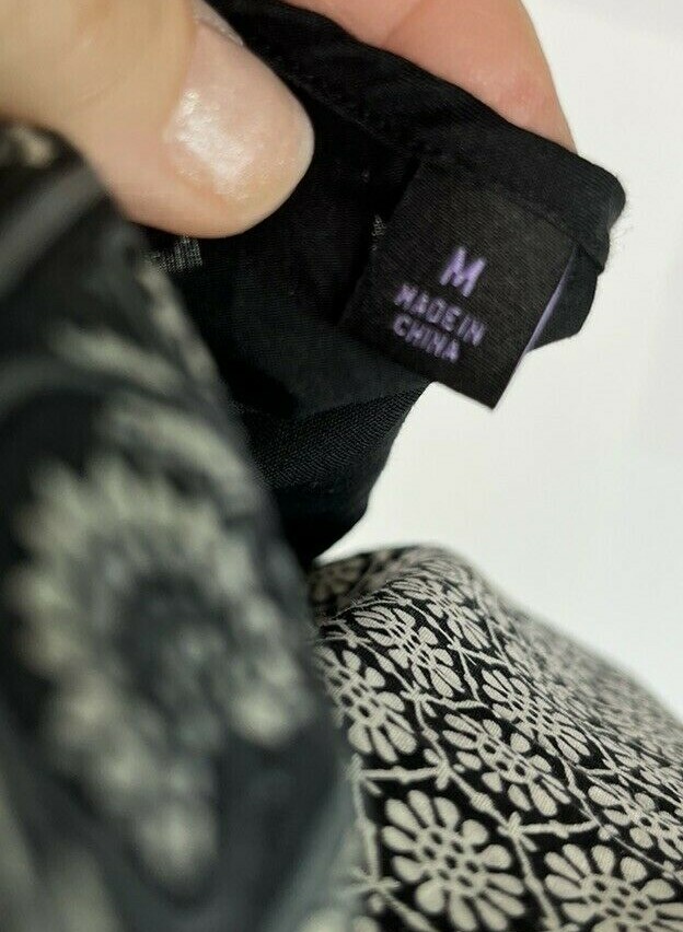 Anna Sui Uniqlo Black White Floral Ruffle Midi Dress Womens Medium Sweed thumbnail 11