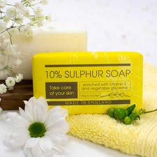 English Soap Company 10% Sulphur Soap Bar Vegan Vegetable Hand Wash Cleanser