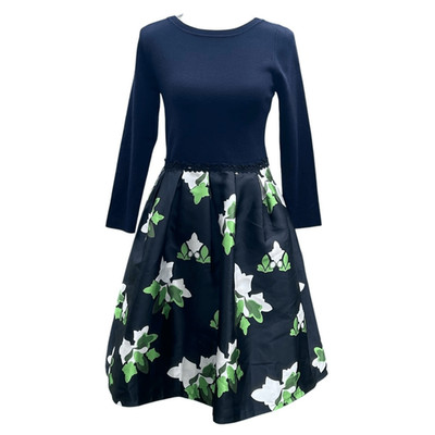 Queen Mulock Floral Skirt A-Line Knit Top Dress M