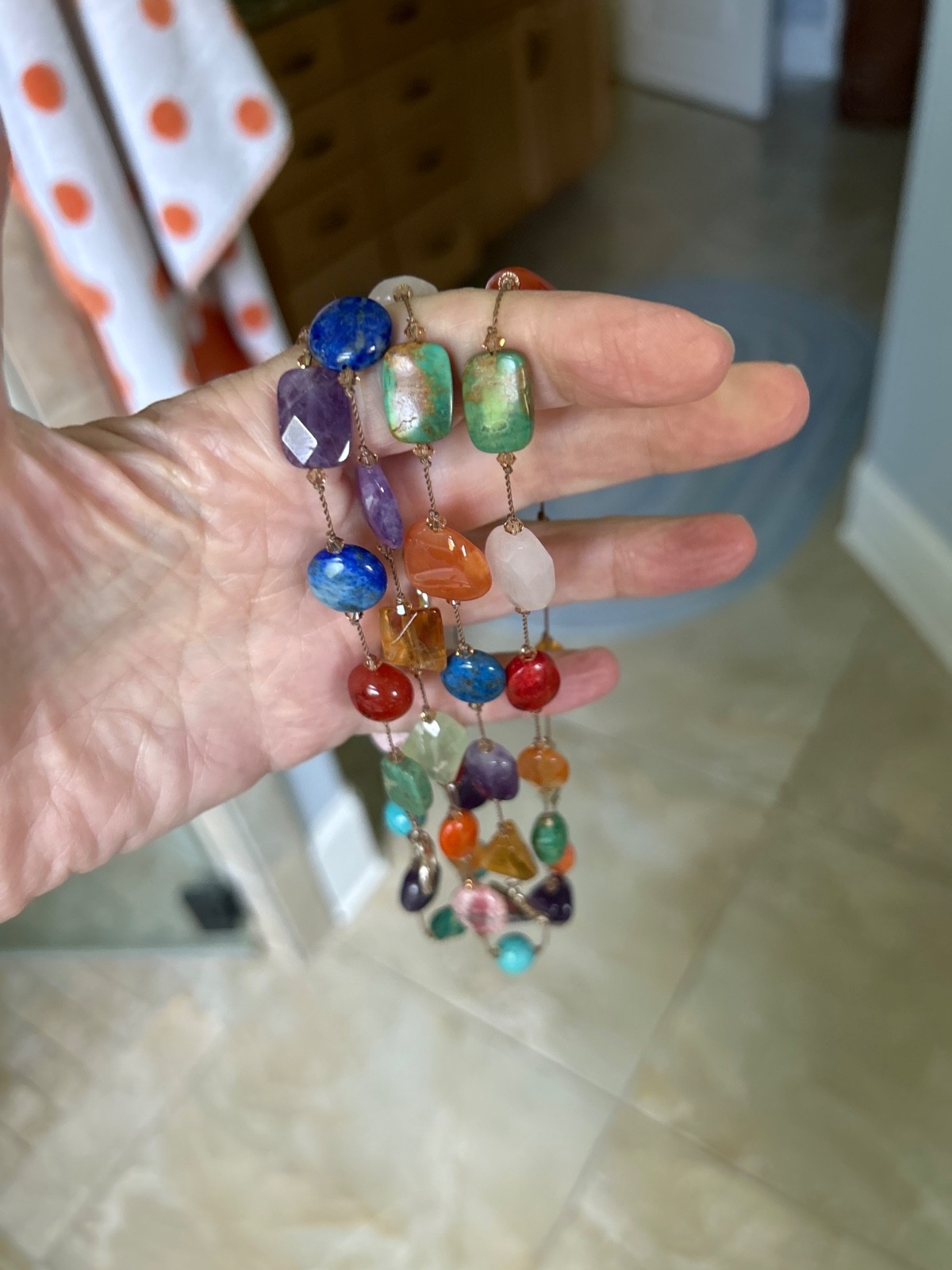 Margo Morrison Large Multi-Gemstone  Long Necklac… - image 3