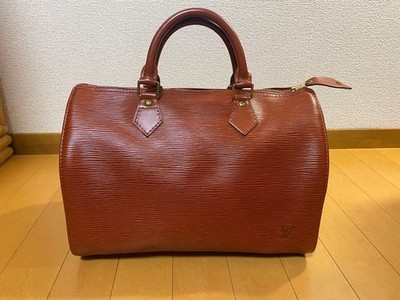 Auth LOUIS VUITTON Epi Speedy 30 Handbag Padlock Key Brown Excellent