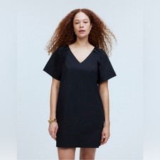 Madewell V-Neck Mini Shirt Dress Black Size XS