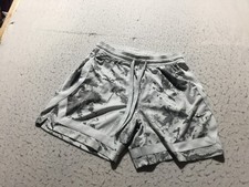 Nike Swoosh Fly Dri-Fit Basketball Shorts Womens Large Gray Splatter Drawstring