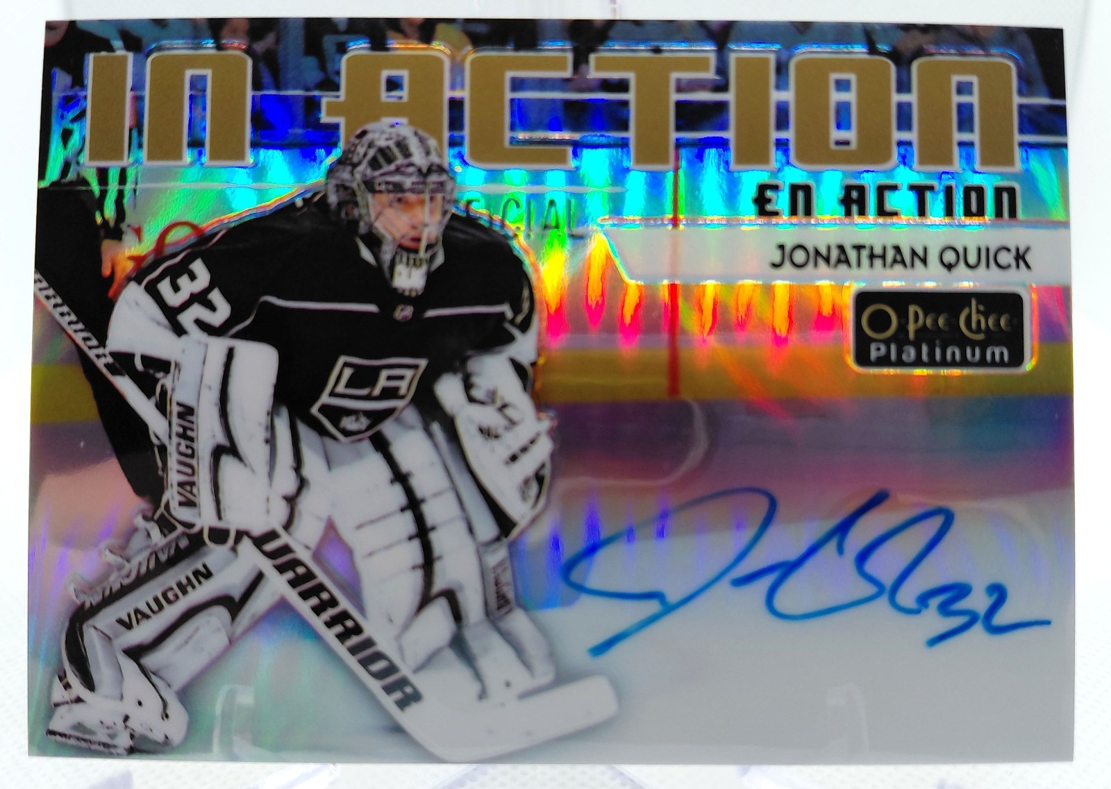 Jonathan Quick Los Angeles Kings 2018-19 O-Pee-Chee Platinum In Action Auto SSP 