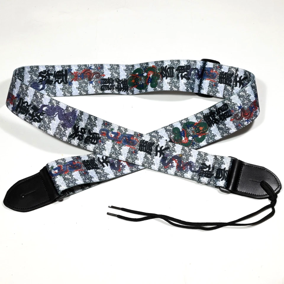 Correa de guitarra de diseño ZinX vintage "Dragons", Japón - X-Long 66", extremos de cuero Foto 2 de 4