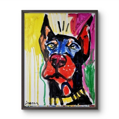 Aleph Original Dog 14x11 Abstract Expressionist Wall Art Painting Canvas