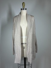 Lululemon M3 Cardigan Sweater Womens 2 Merino Wool Split Back Beige Tan Open