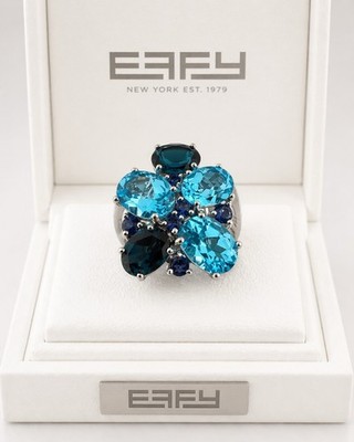 Effy 925 Sterling Silver Blue Topaz London Blue Topaziolite Ring/MOM Gift SZ 7