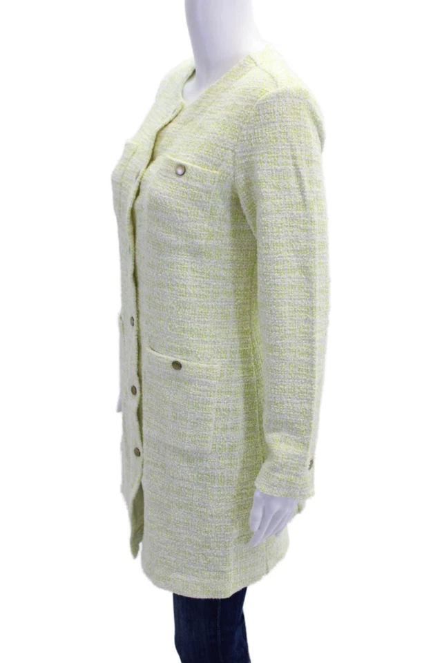 Vestido Nic + Zoe Mujer Tweed Cuello Redondo Manga Larga Abotonado Amarillo Talla S Foto 2 de 4