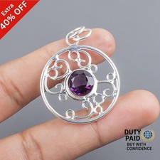 Natural African Amethyst 925 Silver February Birth Engagement Daughter Pendant