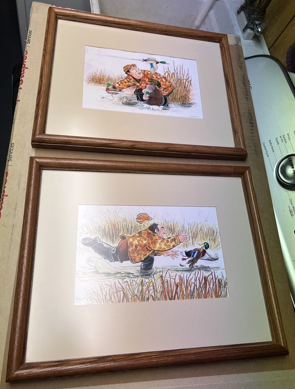 Ron Rice Shreveport Louisiana Color Pencil Paper Duck hunter, decoys framed 