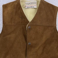 Vintage Schott Bros Rancher Vest Mens Medium Suede Sherpa Lined Western 70s