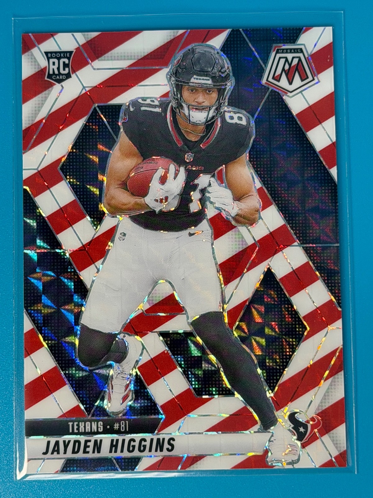 2025 Panini Mosaic #346 Jayden Higgins Mosaic Red and White Stripe