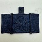 Saint Nicholas medieval Handmade bronze triptych icon  Vintage Antique Look