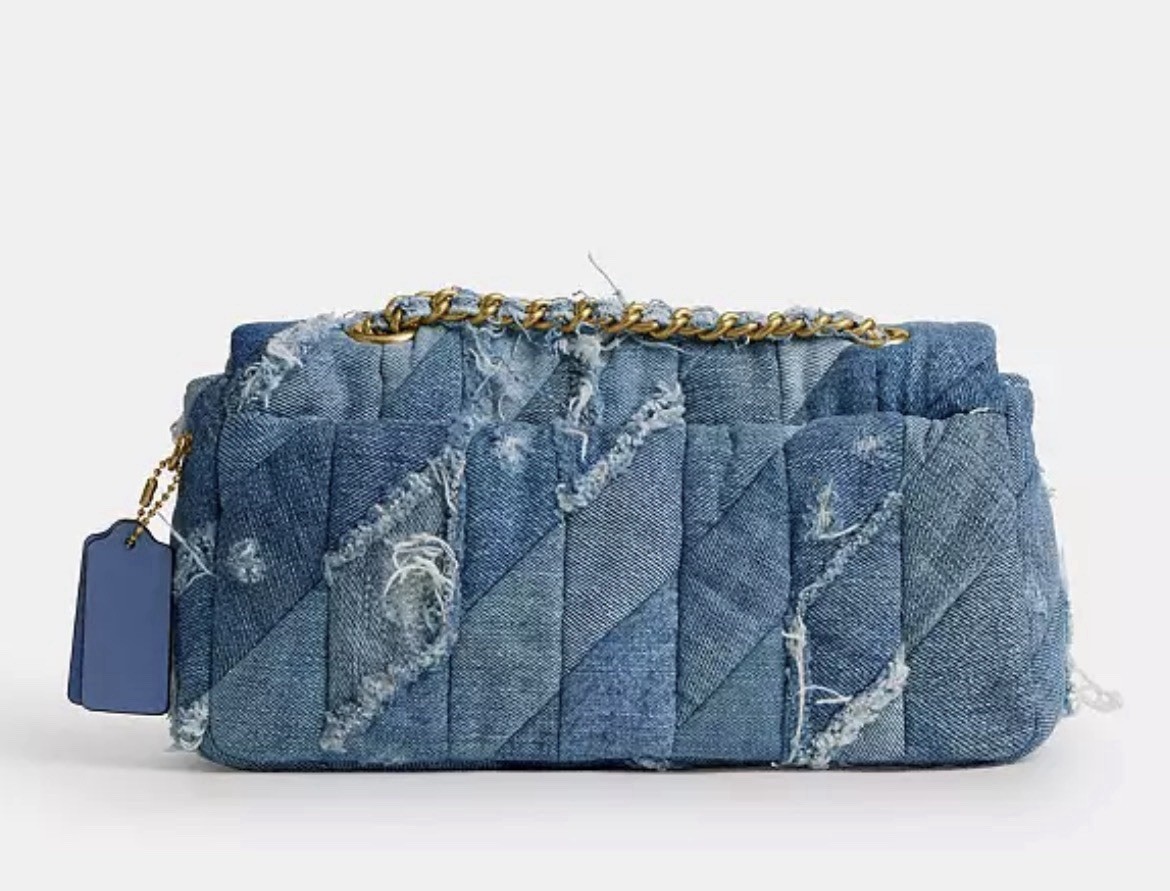 Unique Coach Tabby 26 Denim Patchwork Shoulder Bag with Leather image 3