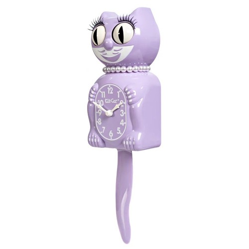 PASTEL LILAC LADY KIT CAT CLOCK -Full Size - 15.5"- MADE IN THE USA - - Picture 2 of 8
