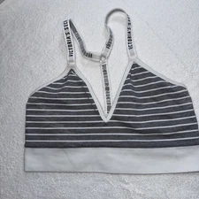 Victoria's Secret Perfect Comfort Bralette Gray White Stripe Large Lounge Bra