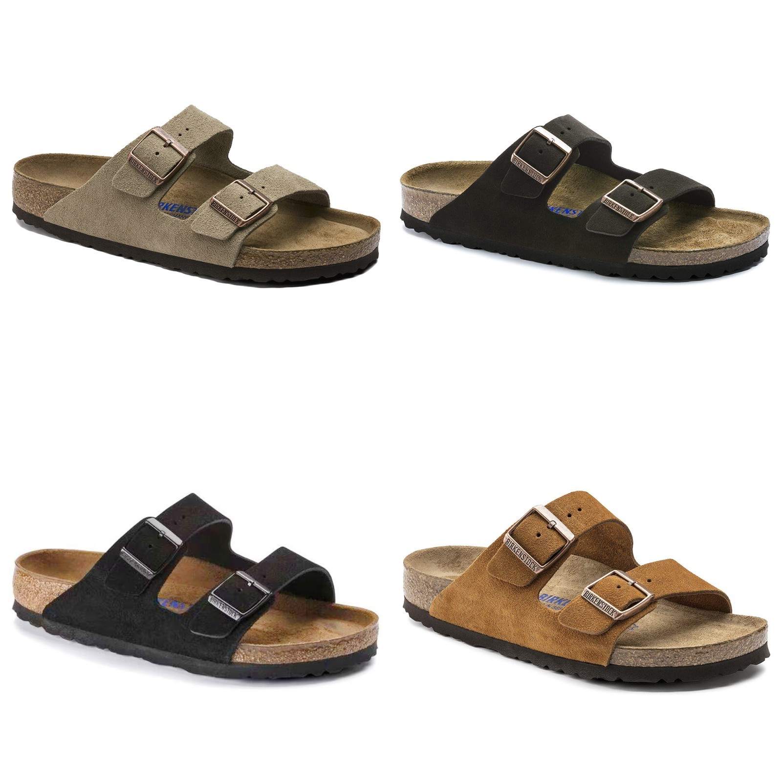 New Birkenstock women's Arizona Soft Footbed Suede Leather Sandals Taupe