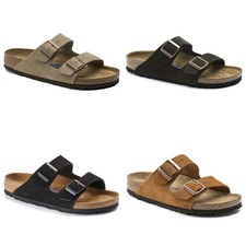 New Birkenstock women's Arizona Soft Footbed Suede Leather Sandals Taupe