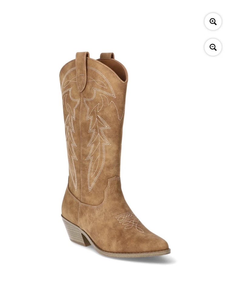 Botas occidentales altas No Boundaries para mujer 6 marrón imitación cuero cremallera lateral superior Foto 2 de 4