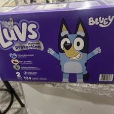 Luvs Diapers Platinum Protection Size 2 Bluey Baby Diapers 104 Count Box