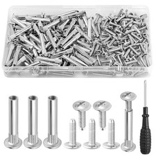 160PCS M4 Cupboard Joining Bolts Screws, 31-40mm Furniture Binding Fasteners set