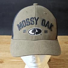 Mossy Oak Snapback Stitched Logo Baseball Cap Hunter Green and Black, Mesh Back
