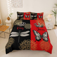 Butterfly Duvet Cover Sets Golden Bohemian Floral Bedding Set Retro Crown Comfor