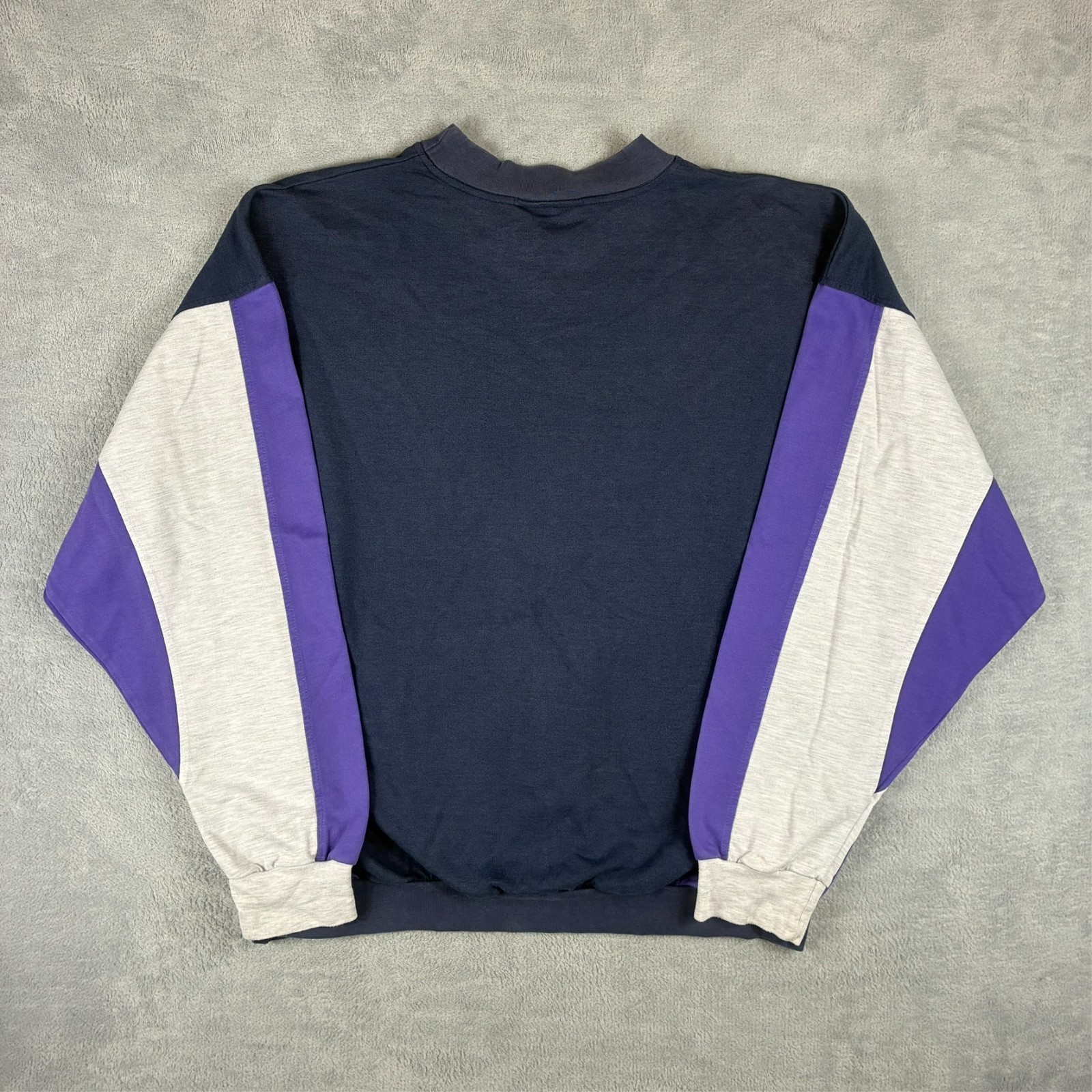 VTG Adidas 90's Purple Navy Olympics Running Sz 42/44 Oversized Large Sweatshirt image 8