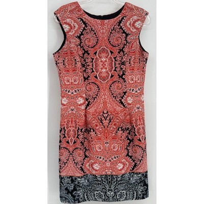 C.B. Established 1962 Womens Red Black Paisley Sleeveless Shift Dress Sz 12