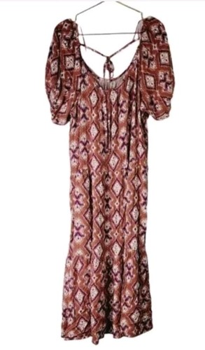 Damen Puff Kurzarm Stufen Kleid & Strickjacke Knox Rose Braun Cognac Gr. XL - Bild 4 von 18