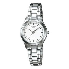 Casio Women  s White Dial Watch with Stainless Steel Bracelet - LTP-1275D-7A
