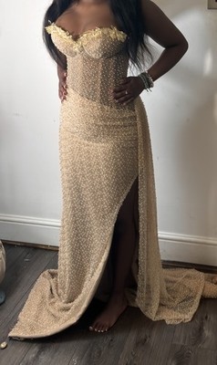 Maxikleid Ballkleid Gold Diamanté