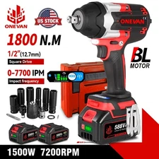 1800Nm Cordless Impact Wrench w/2 Battery Impact Driver Gun for Car Tyre Wheel