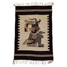 Vintage Authentic Native American - Aztec Tapestry Rug Cottage Vacation House 