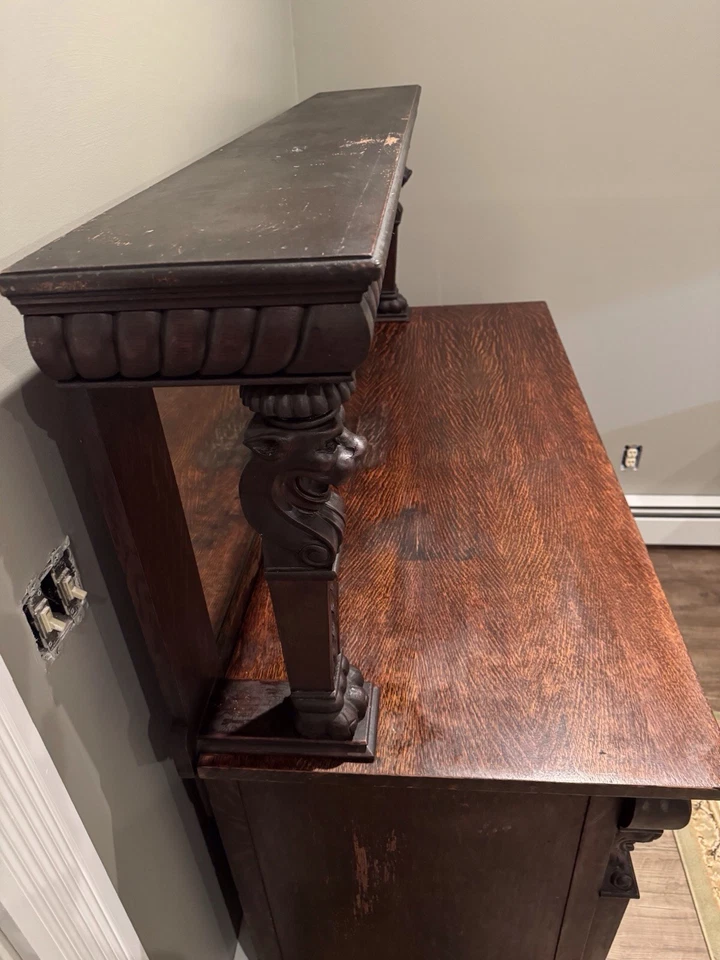 Espectacular aparador buffet antiguo de roble de época victoriana Foto 3 de 4