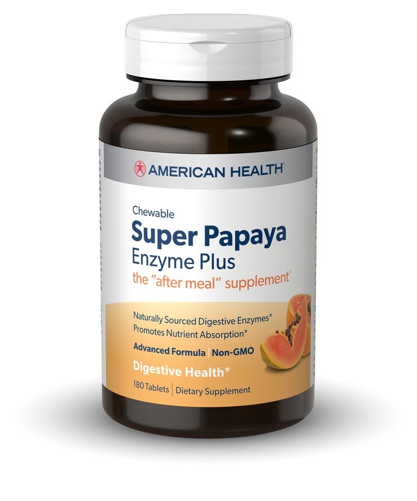 Американские продукты для здоровья Super Papaya Enzyme Plus 180 таблеток