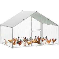 Walk-in Metal Chicken Coop with Waterproof  Anti-UV Cover,Double Lockable Doors