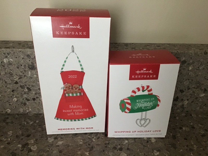 2022 Hallmark Ornament - MEMORIES WITH MOM APRON & 2025 Whipping UP LOVE