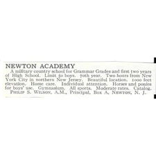 Newton Academy Newton NJ Philip S. Wilson A.M. c1920 Harper's Magazine Ad AG4-S8